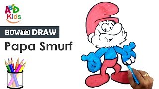 How to Draw Papa Smurf || Learn to draw & Color Papa Smurf in easy steps #abcdkids