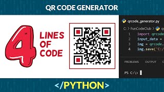 Generate QR Code With 4 Lines Of Python Code #python #qrcode