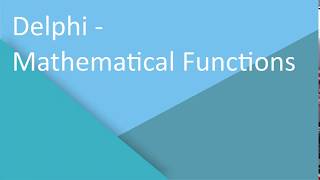 Delphi - Mathematical functions
