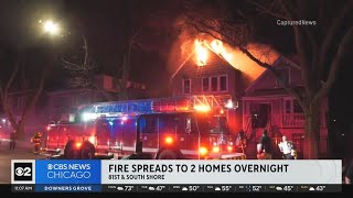 Fire spreads to two homes on Chicago's South Side