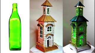 Awesome Bottle House I Cardboard bottle house I bottle house craft I Glass bottle crafting