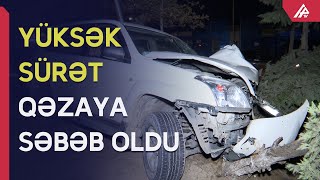 Xırdalanda avtomobil yoldan çıxaraq ağaca dəyib, xəsarət alan var - APA TV