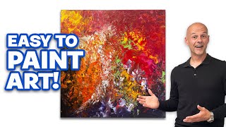 How to paint an abstract the EASY WAY - simple acrylic painting