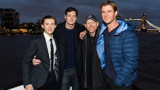 Chris Hemsworth, Tom Holland, Ben Walker & Ron Howard Sail Down The Thames - In The Heart Of The Sea
