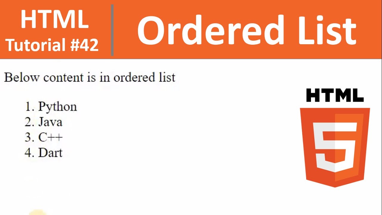 Html Tutorial 42 Ordered List In Html Youtube