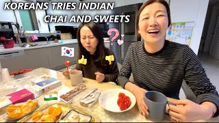 Korean Tries Indian Chai and Sweets For The First Time 🇰🇷🇮🇳
