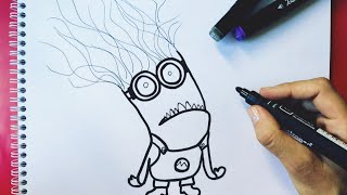 HOW TO DRAW KEVIN'S PURPLE MINION STEP BY STEP