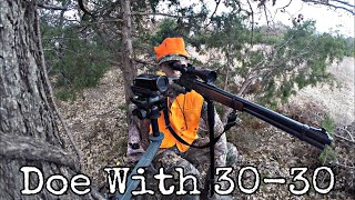 Big Doe With 30-30 From The Ground Deer Hunting