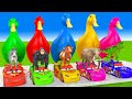 5 Giant Duck Cartoon,Cow,Lion,Bear,Elephant,Wukong Paint Wild Animals Crossing Fountain Animations 1