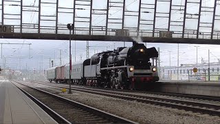 Reichsbahn Neubau-Dampflok 35 1097-1 erreicht am Abend des 16. April 2023 den Hauptbahnhof Chemnitz