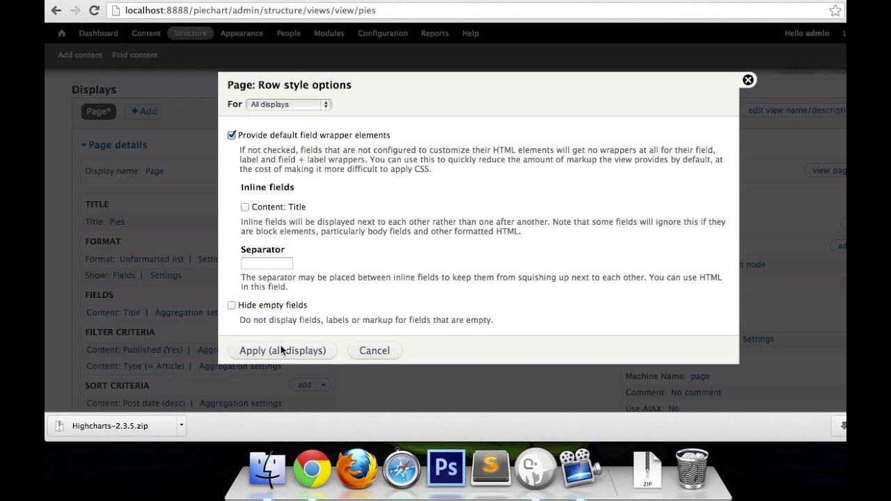 Drupal Pie Chart With Visualization Api And Highcharts Youtube