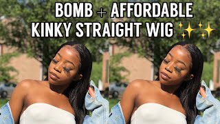 BOMB + AFFORDABLE KINKY STRAIGHT WIG INSTALL/ ALIEXPRESS