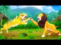 King Lion Vs Tiger Fighting Video | 3D Cartoon Wild Animals Attack - Funny Animals Tv