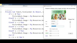 III Sem BCA Part A 2 : Design a VB.NET interface with picture box and textbox to display greetings