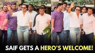 Saif Ali Khan Arrives Home Safe Surrounded By Massive Security; Waves, Smiles For Paps | WATCH