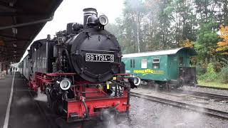 Die Fichtelbergbahn im Oktober 2020 - auf schmaler 750 mm Spur von Cranzahl nach Oberwiesenthal.