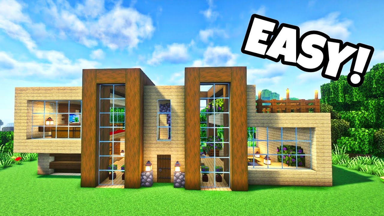 Minecraft How To Build A Modern Wooden Survival House Tutorial 23