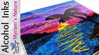 48] Paint an ALCOHOL INK Tropical Sunset - TIPS & TRICKS in a Full TUTORIAL