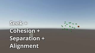 Unity3D - Boids - seek + cohesion + separation + alignment