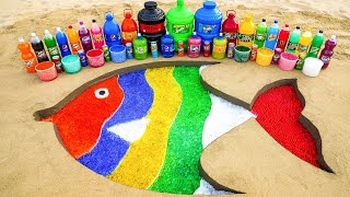 How to make Rainbow Pterophyllum Scalare from Orbeez with Giant Sprite, Fanta, Coca Cola and Mentos
