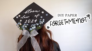 Paper Flower Forget Me Not DIY Graduation Cap Decorating 🎓