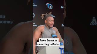 #Titans OL Aaron Brewer on how he has been working at Center, a HUGE need for the team #titanup #nfl