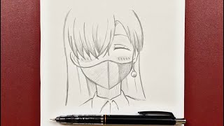 Easy anime drawing | how to draw Elizabeth wearing a Mask easy step-by-step