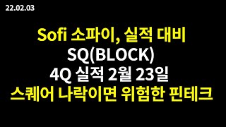 Sofi 소파이, 실적 대비 / SQ(BLOCK) 4Q 실적, 2월 23일 스퀘어까지 나락 이면 위험한 핀테크 섹터 #소파이 #페이팔 #sofi