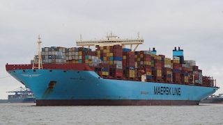 MERETE MAERSK departing port of felixstowe for antwerp 28/2/17