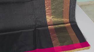 Black Chanderi Silk Cotton Saree CK231 #blacksaree #chanderisilksotton #silkcottonsarees #sarees