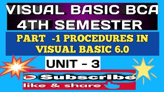 Part -1 PROCEDURES IN VISUAL BASIC 6.0