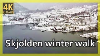 Norway Fjord - Skjolden (Sognefjord) winter snow walk [4k 60 fps]