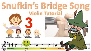 The Bridge, Snufkin's Harmonica Song sheet music and easy violin tutorial