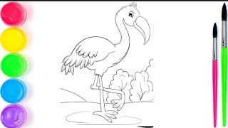 Flamingo drawing eps 45 | Mewarnai burung flamingo #youtube #coloring #drawing #painting #abcd