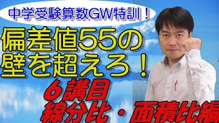 【GW特訓】偏差値55の壁をこえろ！！差がつく分野を得意にするための中学受験算数　６講目（線分比・面積比編）