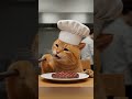 cat tutorial for cooking steak🥩🧑‍🍳 🐱 ai funny cute cat chef reels shorts cooking 貓 ねこ