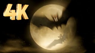 Spooky Halloween Flying Bats 4K Ambience Full Moon Scary VJ Loop Background Visual Video Screensaver