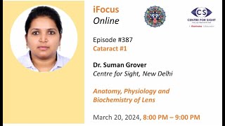 Anatomy, Physiology & Biochemistry of Lens- Dr Suman Grover,, Wednesday, Mar 20, 8:00 to 9:00 PM IST