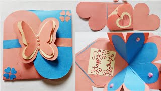 DIY Beautiful birthday card idea/handmade greeting cards/3D pop up birthday card/Easy Pop up card ♥️