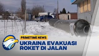 Sebuah Roket Milik Rusia Berada di Jalan Kharkiv Ukraina