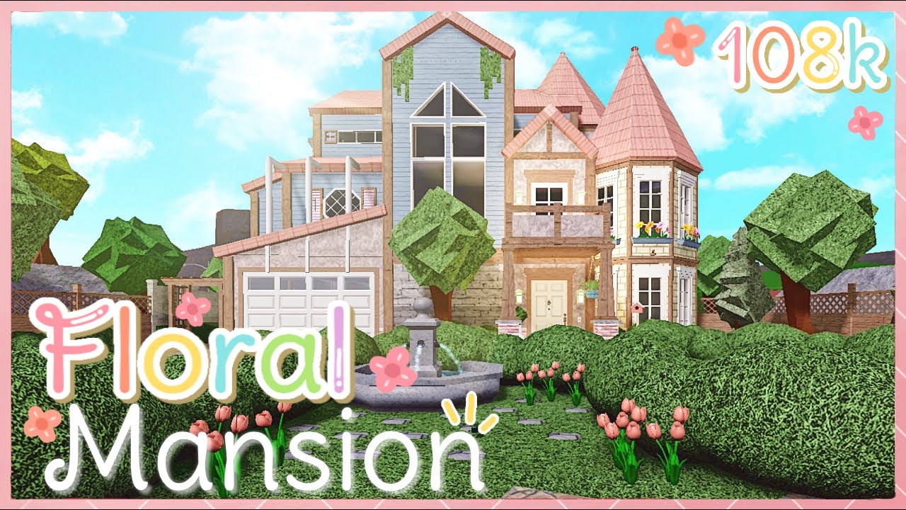 Bloxburg - Floral Mansion Speed-build (Exterior) - YouTube