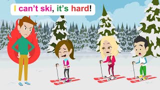 Ella can't ski - Simple English Story - Ella English