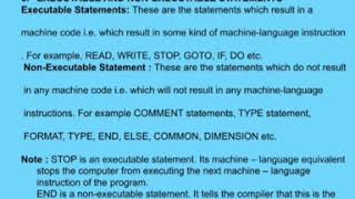 Executable and non executable statements in FORTRAN