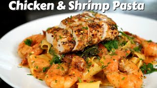 Tuscan Chicken \u0026 Shrimp Pasta in 30 Minutes or Less (Weeknight Pasta Dinner Recipe)