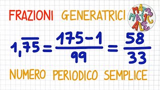 FRAZIONI GENERATRICI: dal NUMERO PERIODICO SEMPLICE alla FRAZIONE _ FR50