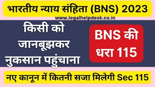 BNS 115 in Hindi , Bhartiya Nyaya Sanhita Section 115, Dhara 115 BNS, IPC 321 in Hindi