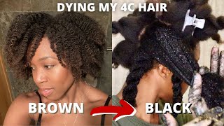 DYING MY 4C NATURAL HAIR JET BLACK AT HOME! | 4C Wash Day and Twist Out