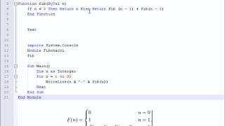 Vb.Net Fibonacci Sequence + Implementation method.