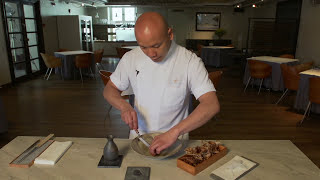 Chef Sayan Isaksson prepares Scandinavian monkfish