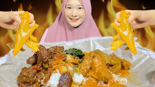 MAKAN NASI PADANG GULAI AYAM TUNJANG OSENG MERCON DAGING